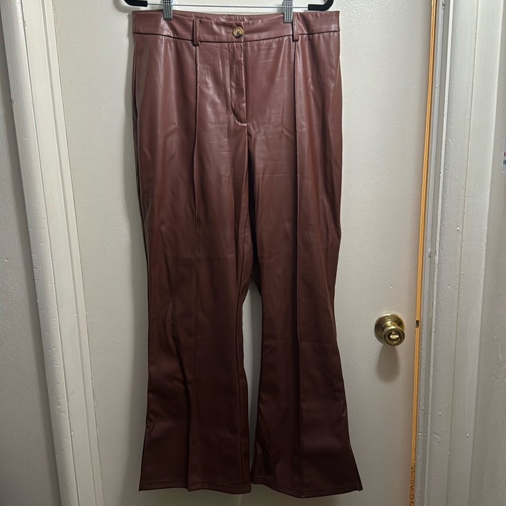 Faux leather chocolate brown pant